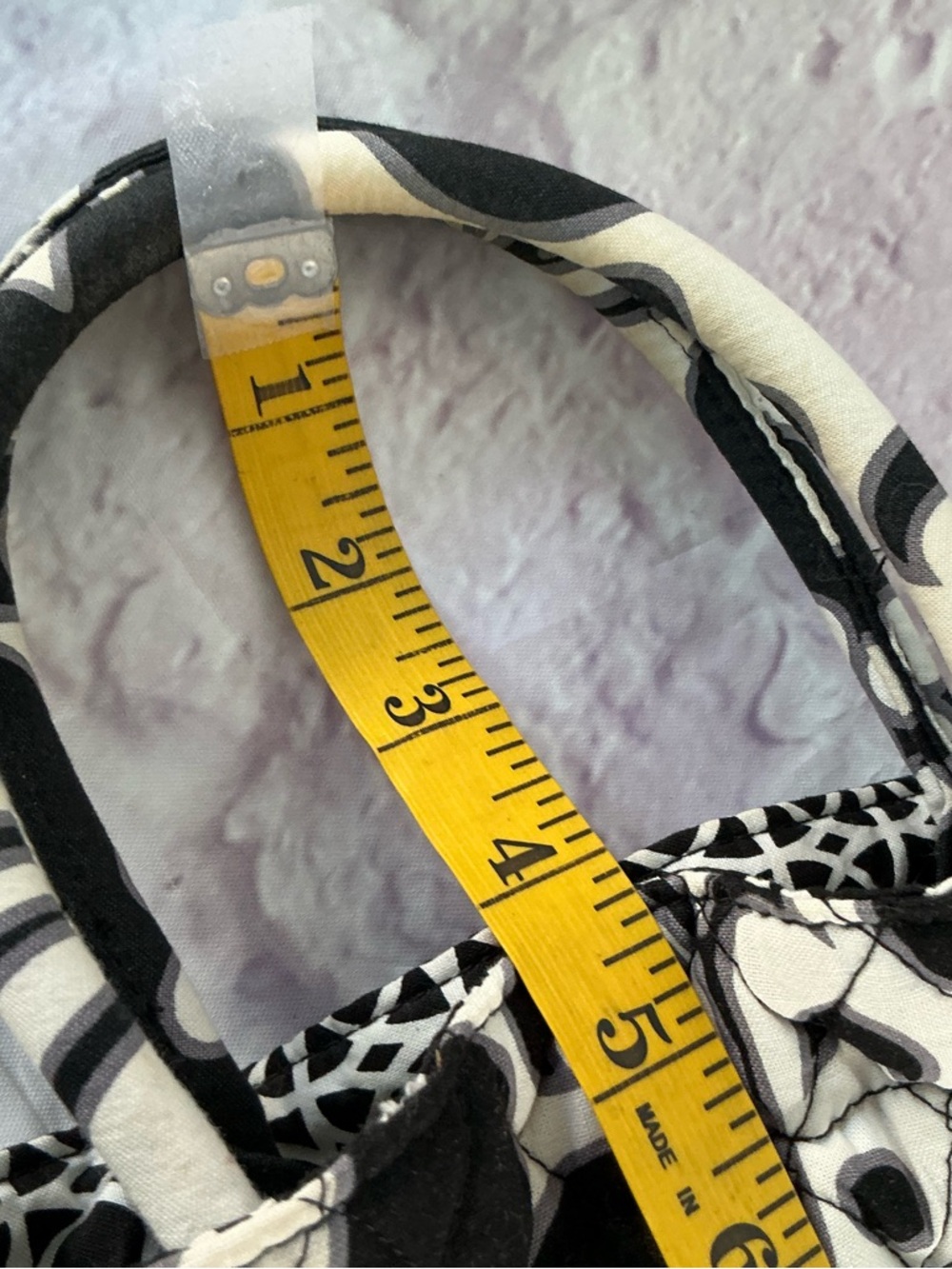 VERA BRADLEY Night & Day Draw String Satchel Black & White Floral Quilted Purse - Picture 8 of 15